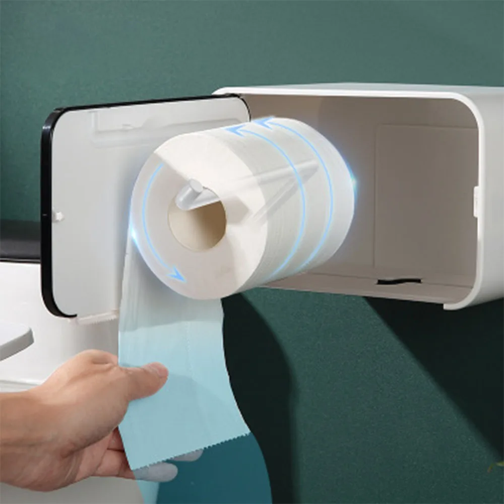 Toilet Paper Holder Towel Wall Mounted Storage Box Bathroom Accessories Tray Roll  Tube Punch-Free Double-Layer enlarge