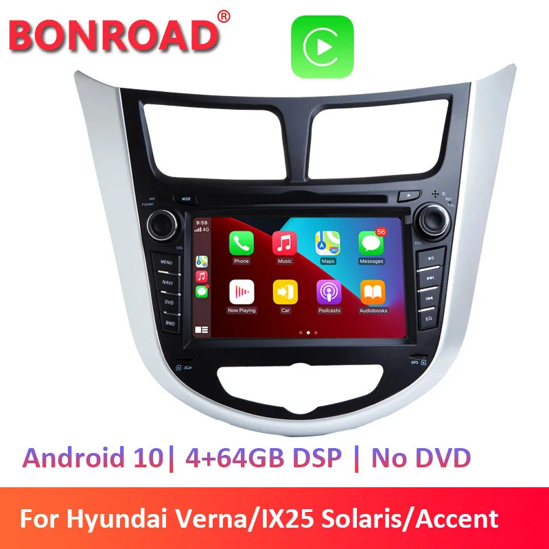 Автомагнитола Bonroad 2 Din Android без DVD для Hyundai Solaris Verna Accent 2009-2016 GPS-навигация Авторадио 4