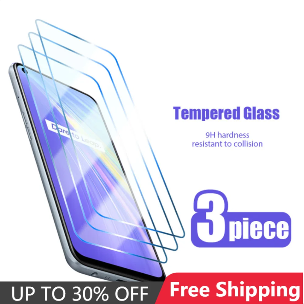

3 PCS! Clear Film Explosion-Proof Glass Toughed Glass for Realme C11 C3 C15 C12 C17 Screen Protector for Realme 7 Pro 6 7i 6S Q2