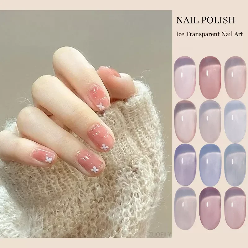 

NEW2023 Transparent Gel Nail Polish 12 Colors Jelly Nude Nail Varnish Nail Shop Special Protective Nail Phototherapy Glue Manicu