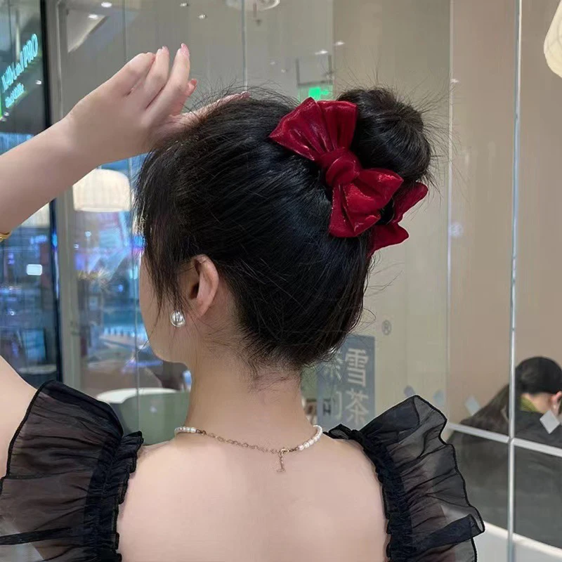 

New Elegant Bow Pill Head Grip Clip Korean Temperament Hair Clip Female Ponytail Braid Clip Fashion Headdress