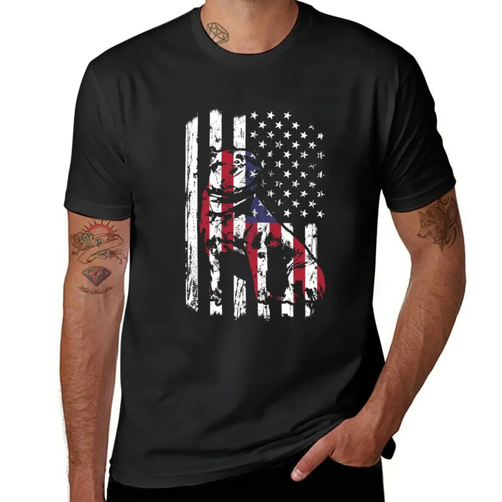 Футболка с американским флагом питбуля идеальная Подарочная футболка для