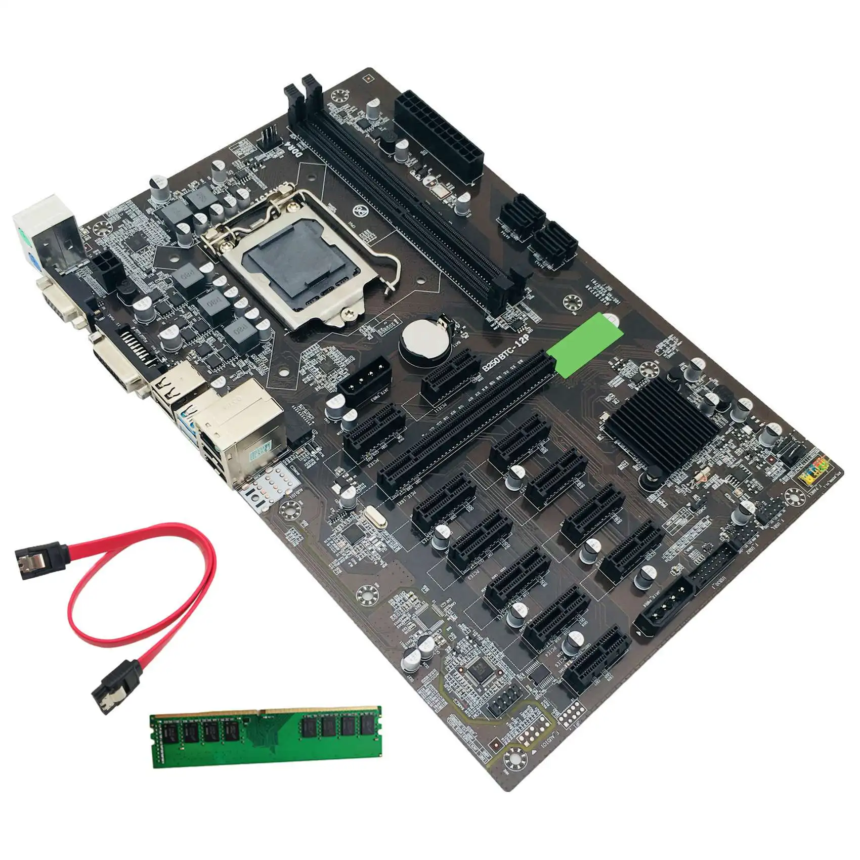 

Материнская плата B250 для майнинга BTC + DDR4 4 Гб 2666 МГц ОЗУ LGA1151 12XGPU слот для карты SATA3.0 USB3.0 низкая мощность для майнинга BTC