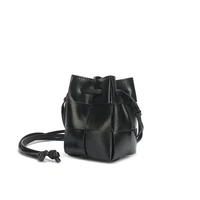 new fashion leather vintage drawstring woven mini bucket single shoulder messenger mobile phone bag womens bag