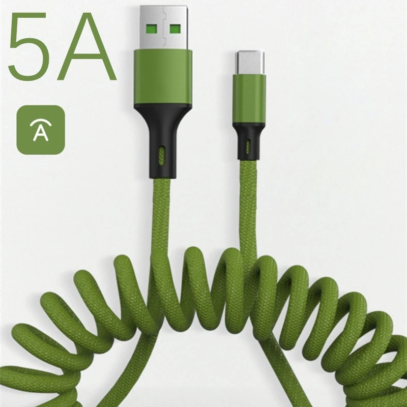 LNIOES выдвижной 5A супер зарядка Быстрая пружинный нейлоновый USB Type C зарядный