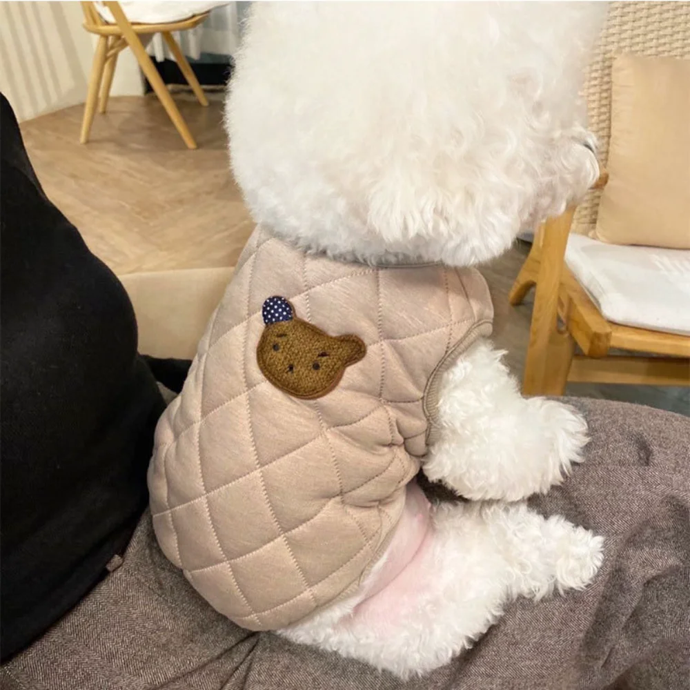 Small Dog Cotton Vest Winter Autumn Warm Sweater Cat Fashion Cartoon Pattern Coat Pet  Puppy Cute Jacket Poodle Bulldog Maltese
