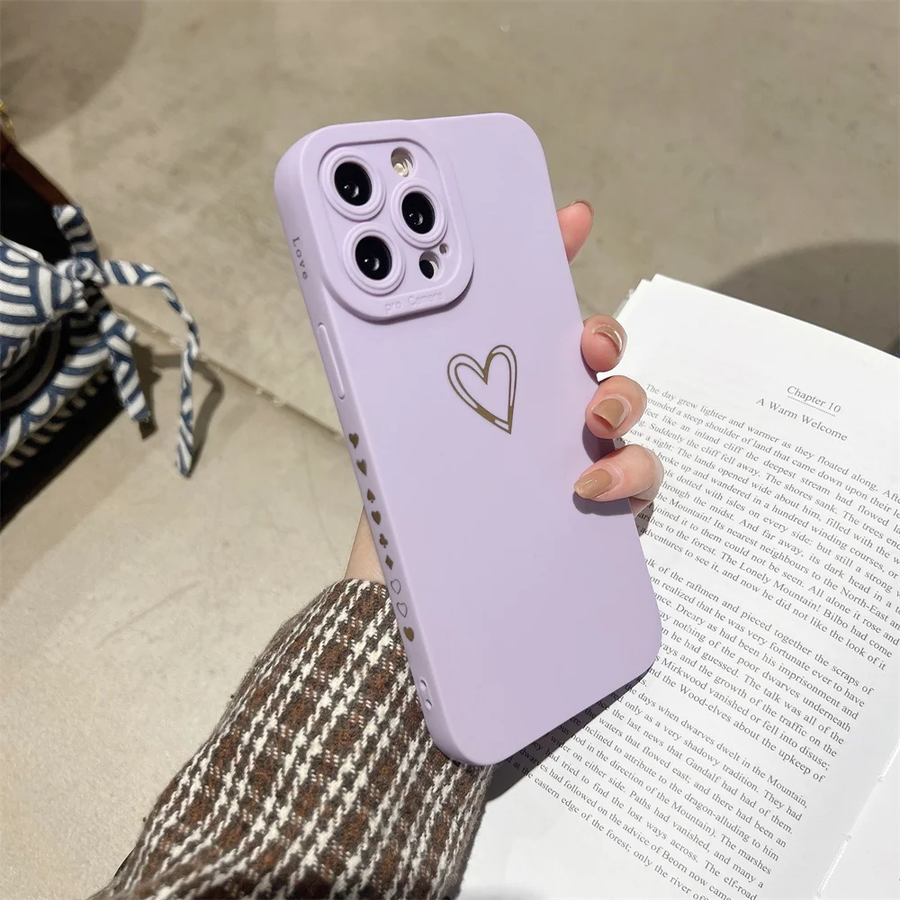 

Фиолетовый чехол с рисунком сердца для iphone 14 pro, чехол для iphone 14 pro, мягкий силиконовый защитный чехол для телефона