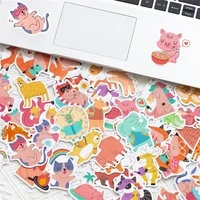50pcs pink animals stickers for notebooks scrapbook laptop kscraft personality sticker scrapbooking material craft supplies