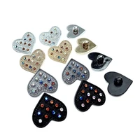 hl 5pcs 25mmx20mm new heart plating overcoat buttons shank with colorful rhinestones diy apparel sewing accessories