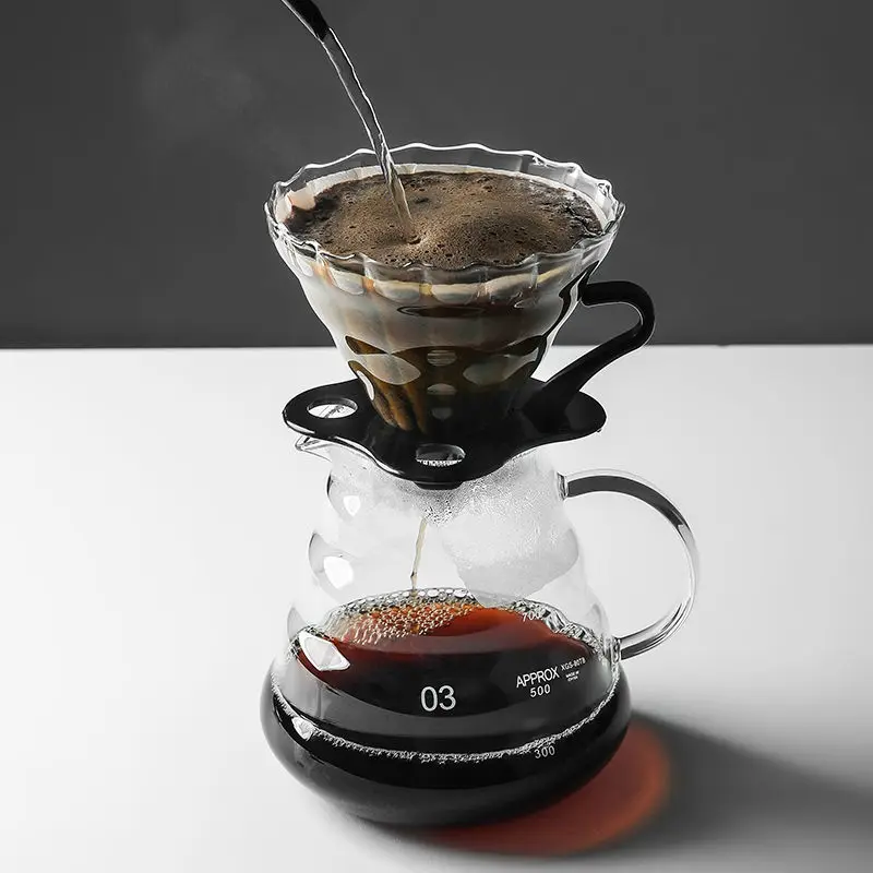 

360/600/800ml Glass Coffee Pot Cloud Shaped Coffee Server Coffee Filter Kettle Reusable Heat Resistant Teapot