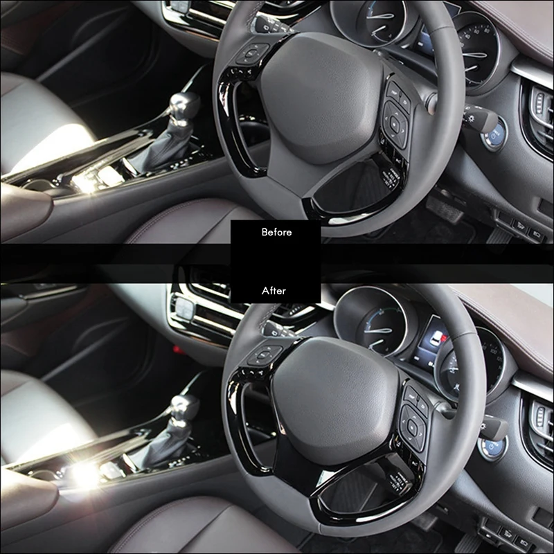 Автомобильный ABS черный внутренний декоративный чехол на руль отделка для Toyota C-HR