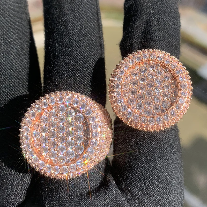 Фото Хип-хоп 5A+ CZ Stone Paved Bling Iced Out Вогнутые круглые кольца на палец для мужчин Ювелирные изделия рэпера Золото Серебро Цвет Размер 7-10 №2