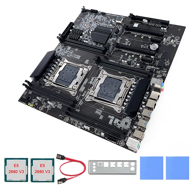 

X99, двойная розетка, E-ATX двойной процессор DDR4, ECC ОЗУ, LGA2011-3 V3 CPU + термальная подушка + кабель SATA + рамка