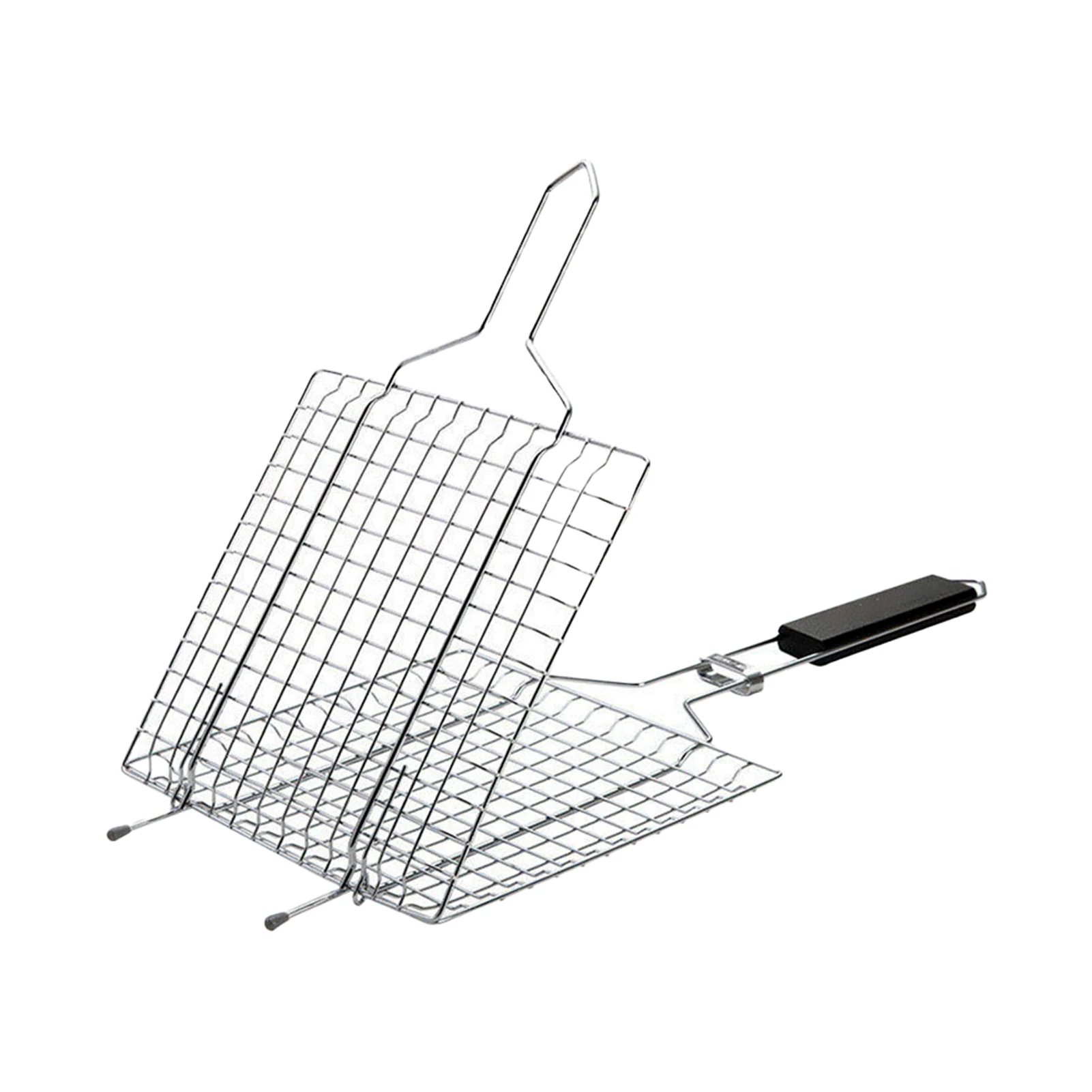 

Складная решетка-гриль, портативный инструмент для барбекю креветок на открытом воздухе, антипригарная корзина для овощей и барбекю со съе...