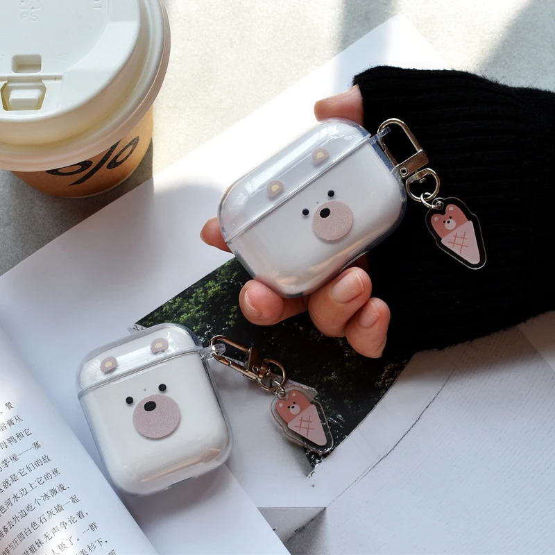 

Полупрозрачный чехол с милым медведем для AirPods 1, 2, 3, чехол для AirPods Pro, чехол, аксессуары для наушников Air Pods, защитный милый