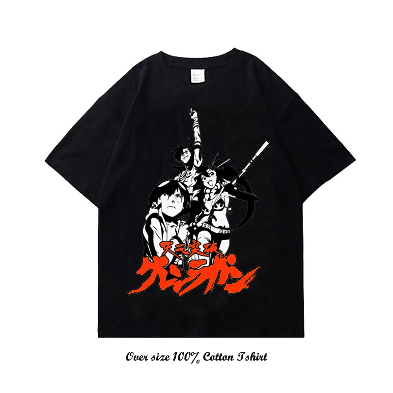 Japanese Anime Tengen Toppa Gurren Lagann T-Shirt Gothic Cool Graphic Print T Shirt Mens Fashion Cotton Clothes Vintage T shirts