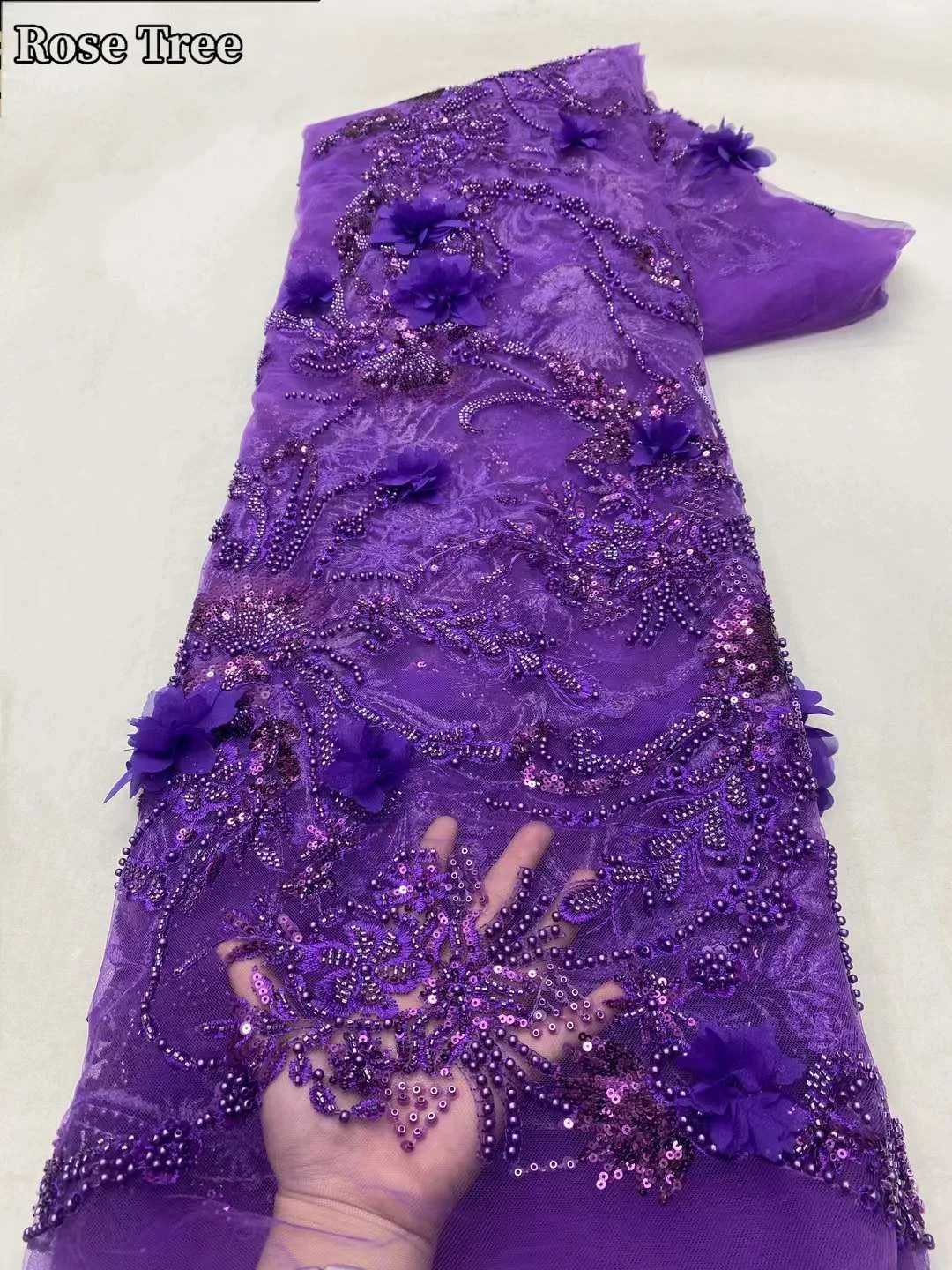 3D Цветочная сетчатая кружевная ткань 2024 Высококачественная африканская