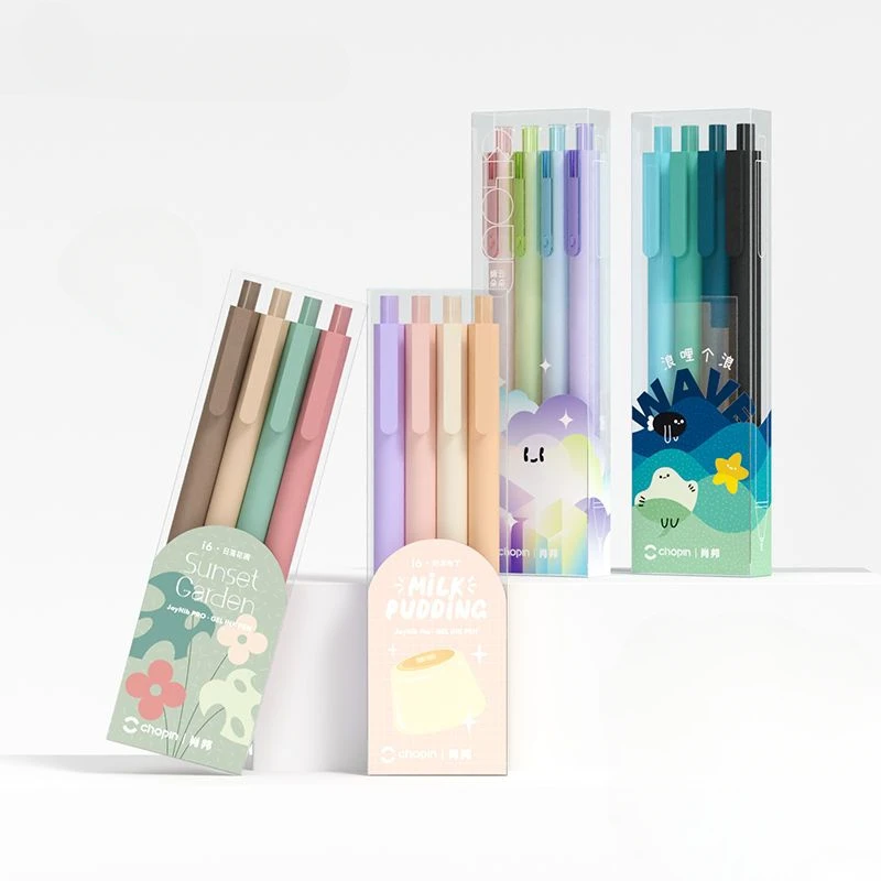 

4Pcs Push-Type Gel Pen 0.5Mm Exam Signature Writing Smooth Business Office Study Notes Special Stationery Minimalism Convenient