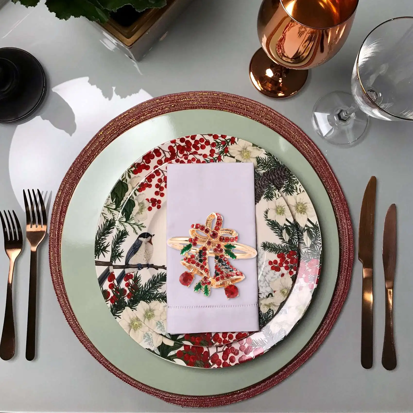 Рождественские кольца для салфеток наборы из 6 шт. золотые держатели колец