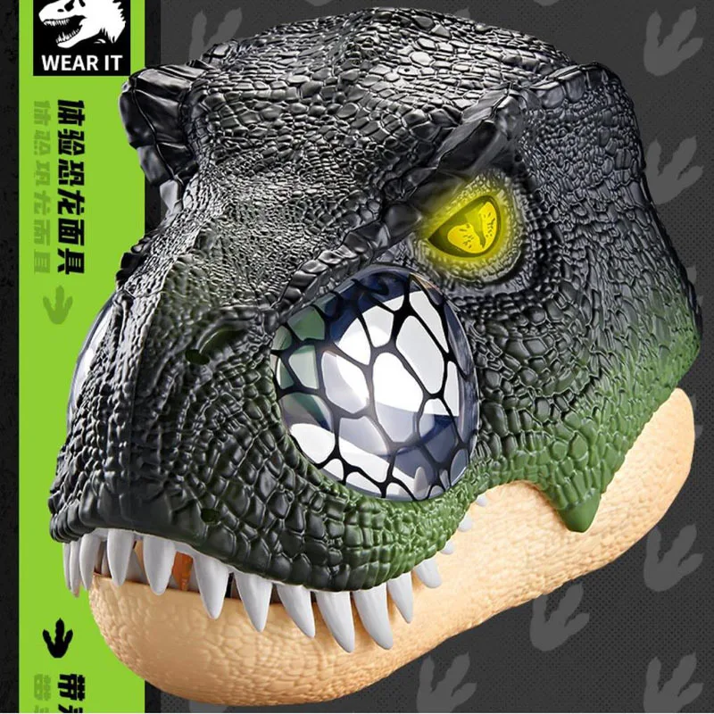 

New Dinosaur Hood Mask Toy Children Simulation Tyrannosaurus Rex Electric Will Call The Helmet Jurassic Animal Model Boys