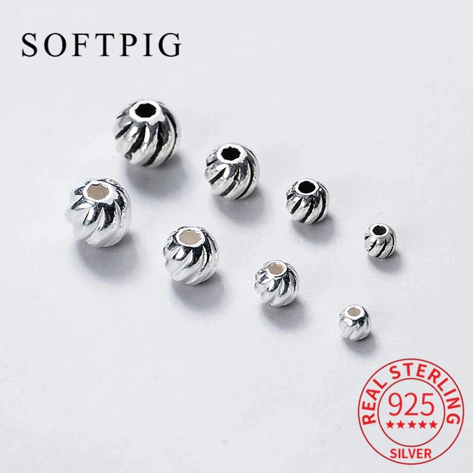 

Круглые бусины SOFTPIG 5 шт./лот из настоящего серебра 925 пробы, шармы, оптовая продажа, Прямая поставка, DIY Аксессуары