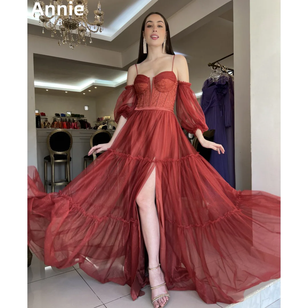 Вечерние платья с открытыми плечами Annie блестящие тюлевые вечерние официальные