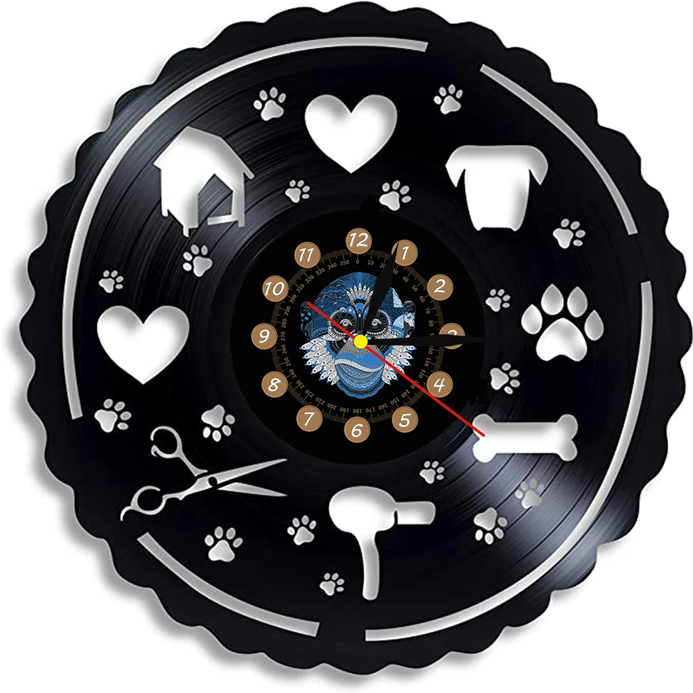 

Виниловые Настенные часы с изображением животных, виниловые украшения для дома, подарок для любителей собак, 12 дюймов, современный дизайн
