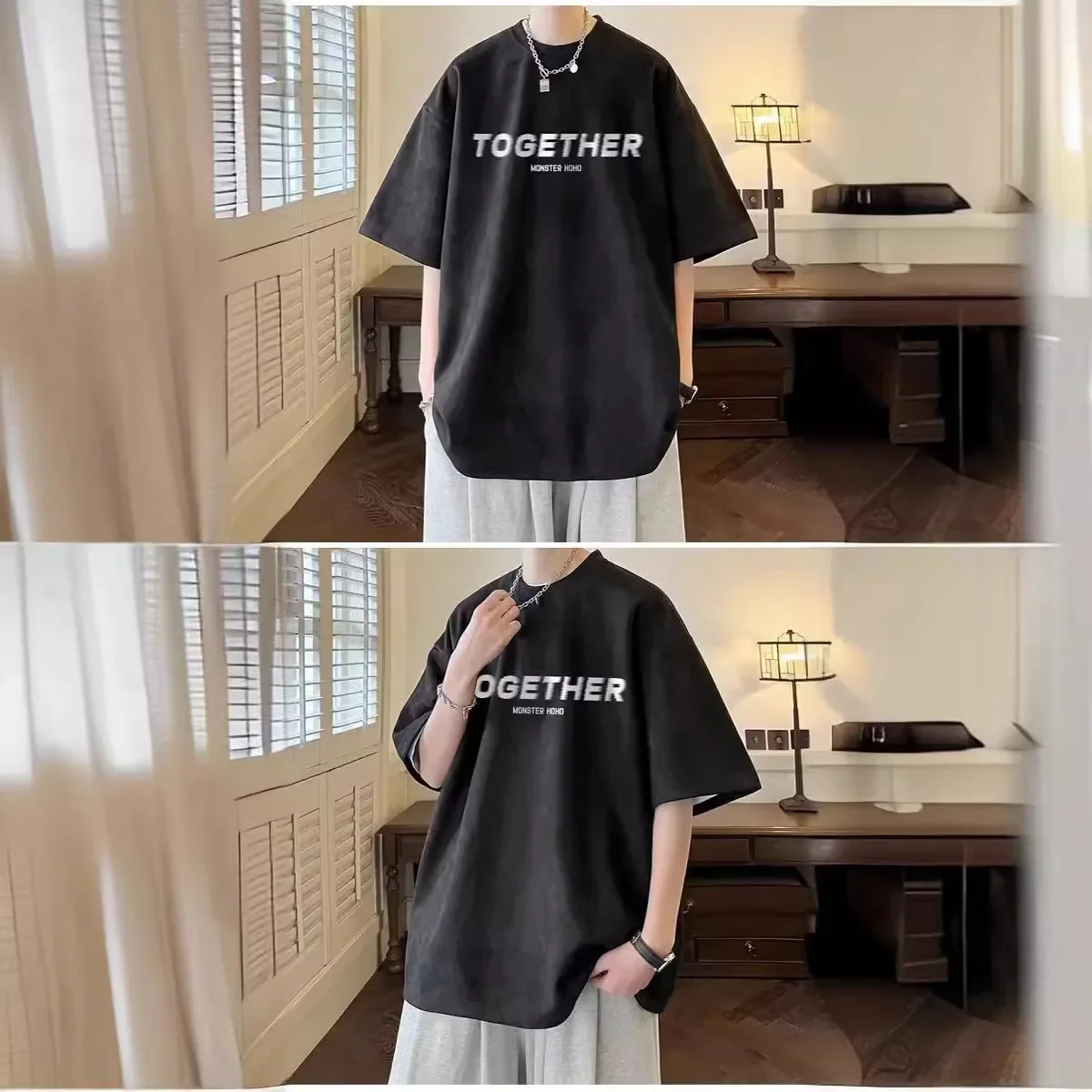 2024 новый стиль гонконгский летние модные универсальные свободные футболки с