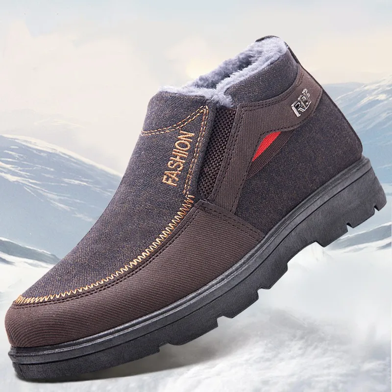 

Plush middle-aged and elderly cotton shoes men's warm and thickened old Beijing cloth shoes casual thick soles snow boots