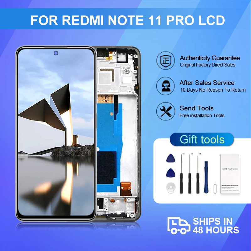 

1 шт., сенсорный ЖК-экран 2201116TG для Xiaomi Redmi Note 11 Pro, дигитайзер для Redmi Note 11 Pro, зеркальный дисплей 21091116I в сборе