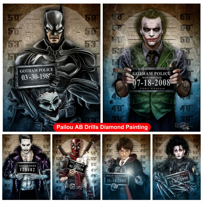 

Batman Superhero And Villain Joker AB Drills Diamond Painting 5d Diy Art DC Movie Mosaic Cross Stitch Kids Handcraft Home Decor