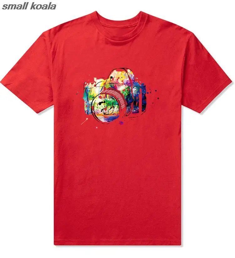 Новое поступление Забавная красочная футболка с принтом фотокамеры летние