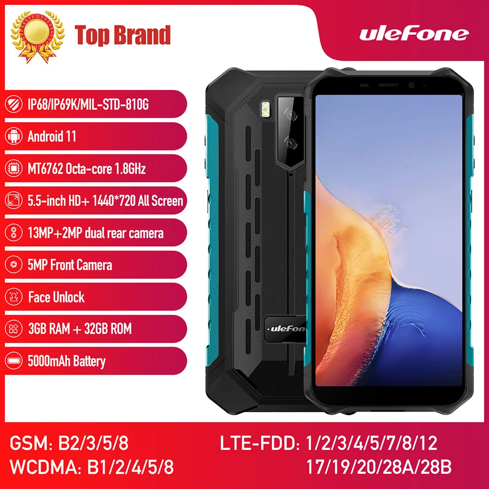 Ulefone Armor X9 X9 Pro NFC Смартфон IP68/IP69K Android 11 прочный мобильный телефон Helio A25 5,5 дюймов мобильный телефон 5000 мАч