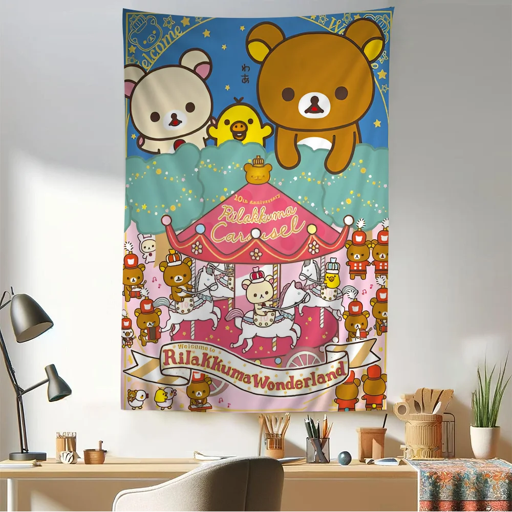 Милый мультфильм R-Rilakkuma классический большой настенный гобелен с принтом аниме