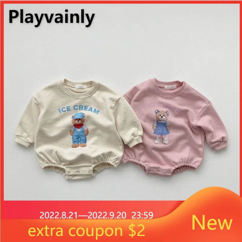 Autumn Family Matching Clothes Boy Girl Bear Print Long Sleeve Sweatershirt Cotton Jumpsuits Clothes Child Clothing E3522