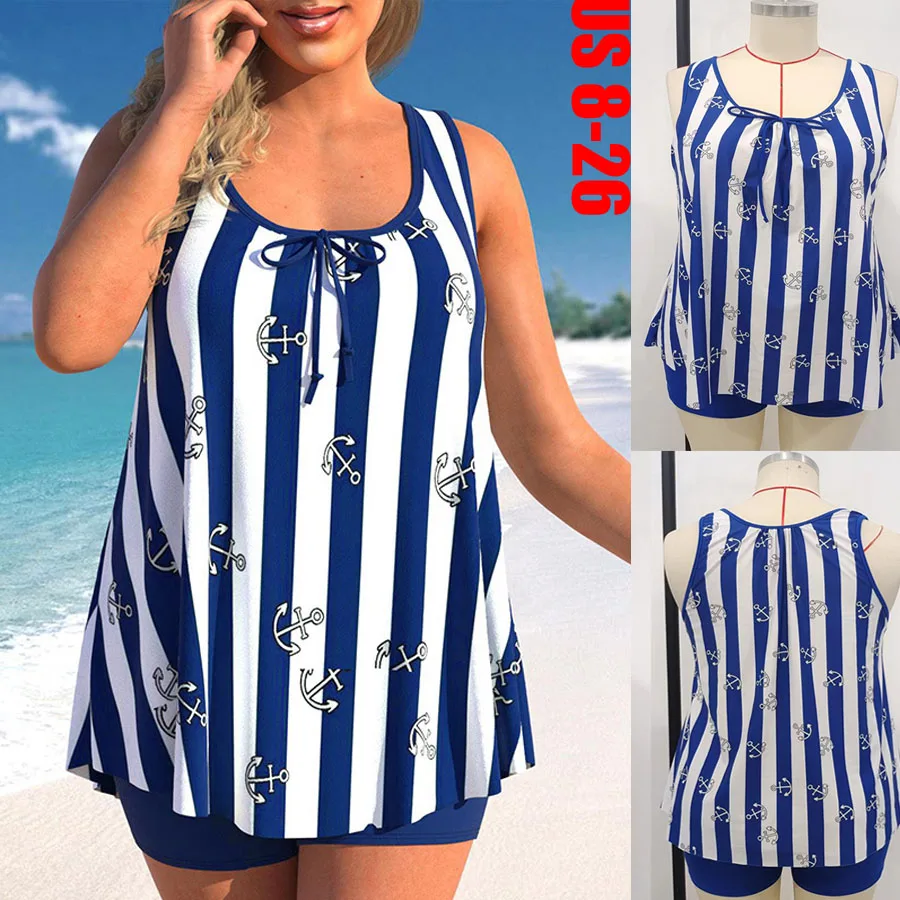 

Новинка 2023, комплект танкини в полоску, купальник из двух частей, женский купальник с U-образным вырезом, женский спортивный купальный костюм, пляжная одежда для плавания