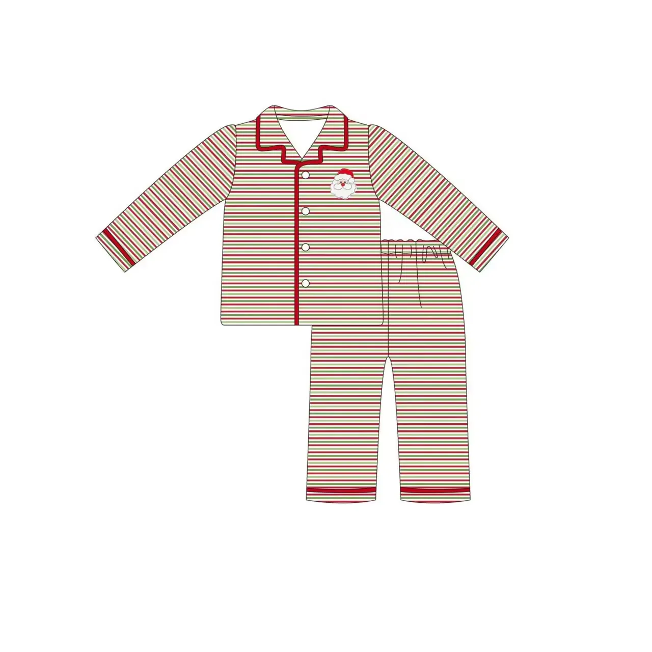 

Wholesale Kids Family Pajamas Sets Red Green Stripes Santa Print Girls Christmas Pajamas Outfits
