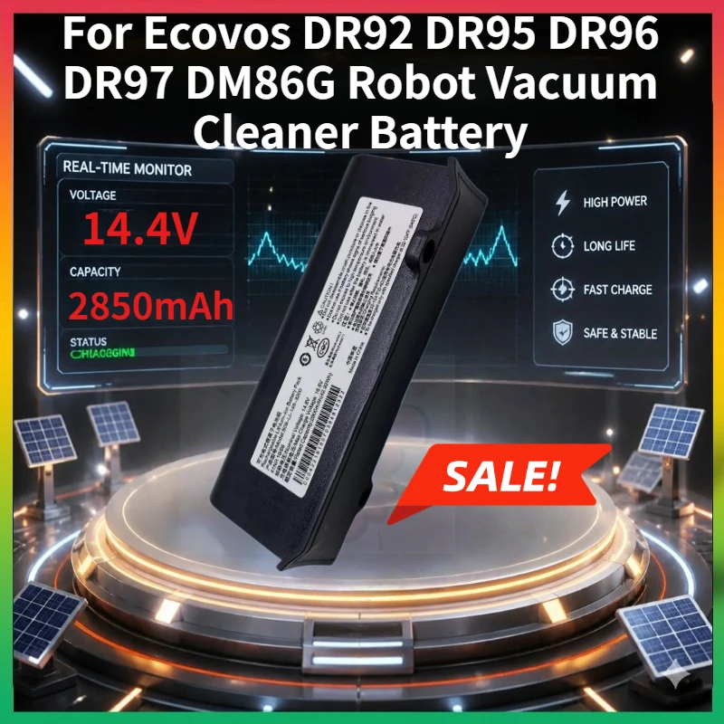 Фото Новая высококачественная аккумуляторная батарея 14.4V 2850mAh (0 циклов) для роботов-пылесосов Ecovacs DR92 DR95 DR96 DR97 DM86G, аксессуары для батарей №1