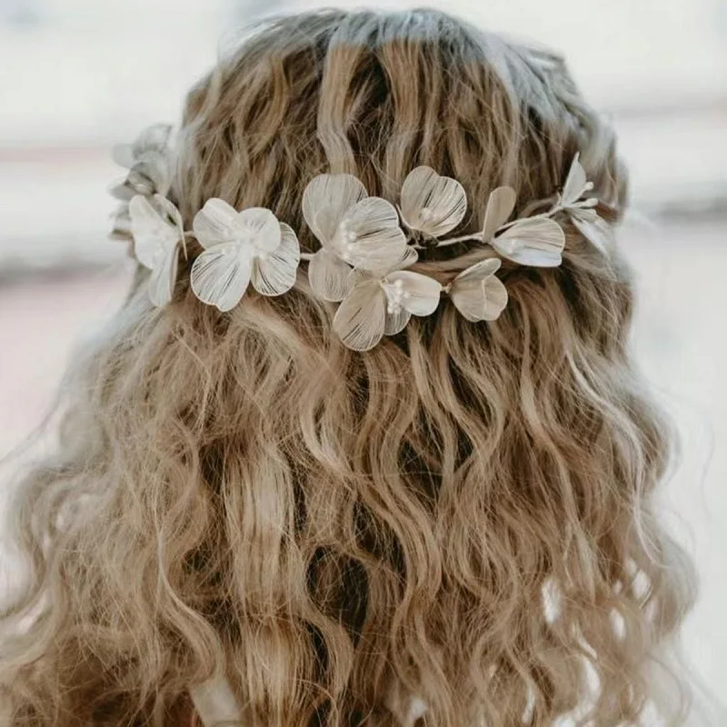 Свадебная тиара с листьями золотого цвета свадебные украшения ручной работы