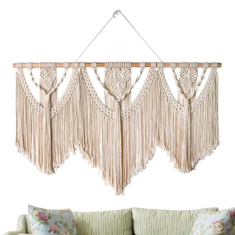 

Большой Настенный гобелен, скандинавский хлопковый шнур, Плетеный, в стиле бохо, макраме, настенный подвесной гобелен, декор для двери, окна, спальни