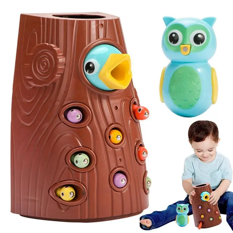 

Montessori Educational Toys For Children Magnetic Toddler Toy Set Owl Catch And Feed Game Magnetic Bird Caterpillars Toy