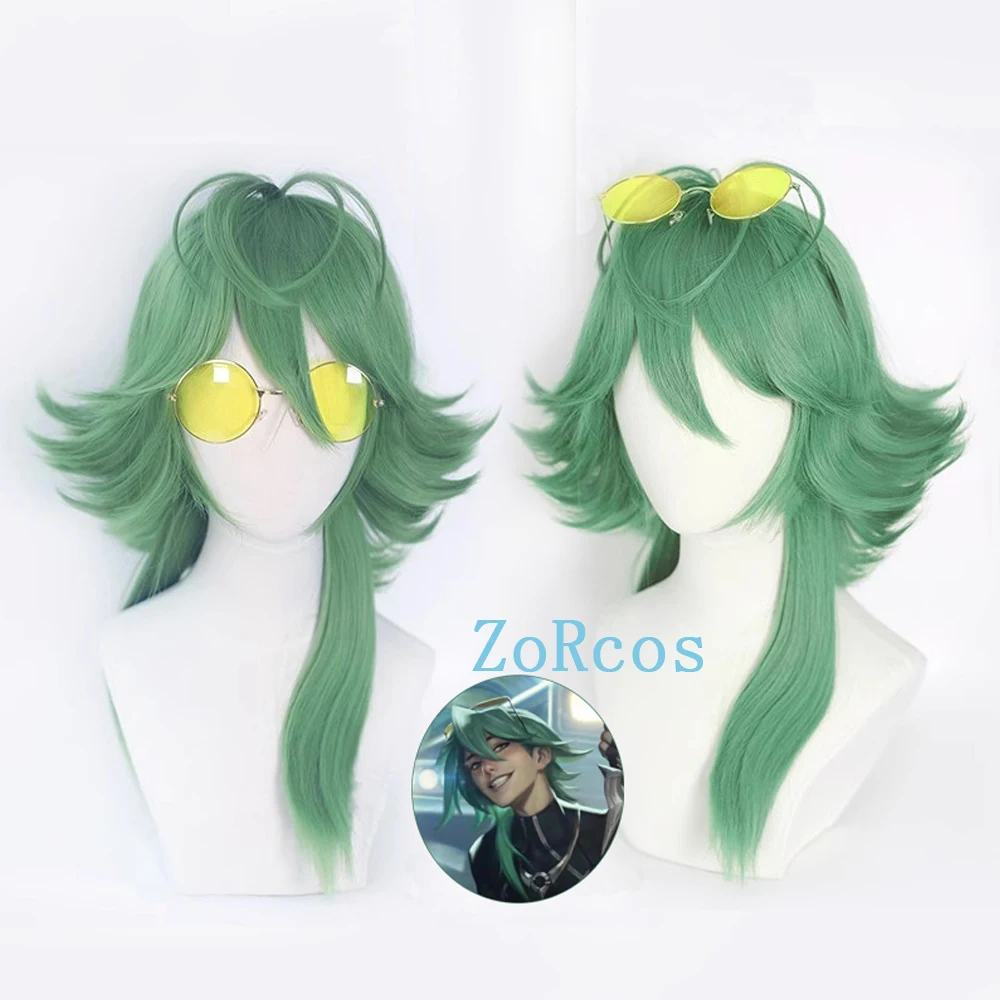 

Парик для косплея LOL Heart steel Ezreal the Prodigal Explorer Green, термостойкие синтетические волосы, парик для ролевых игр на Хэллоуин