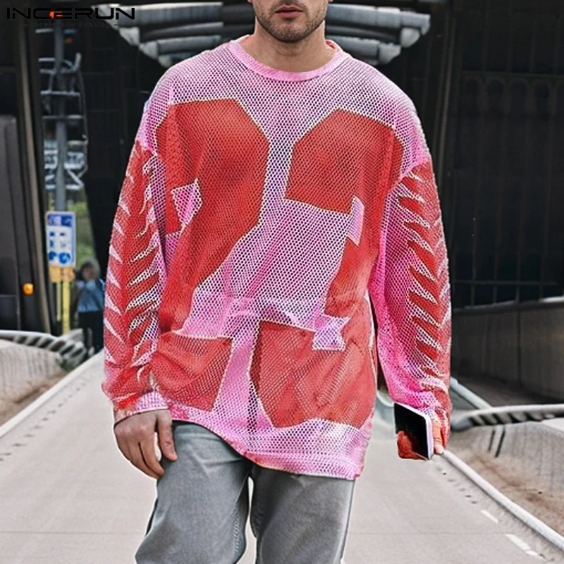 Красивые хорошо облегающие топы INCERUN новые мужские модные полые футболки с