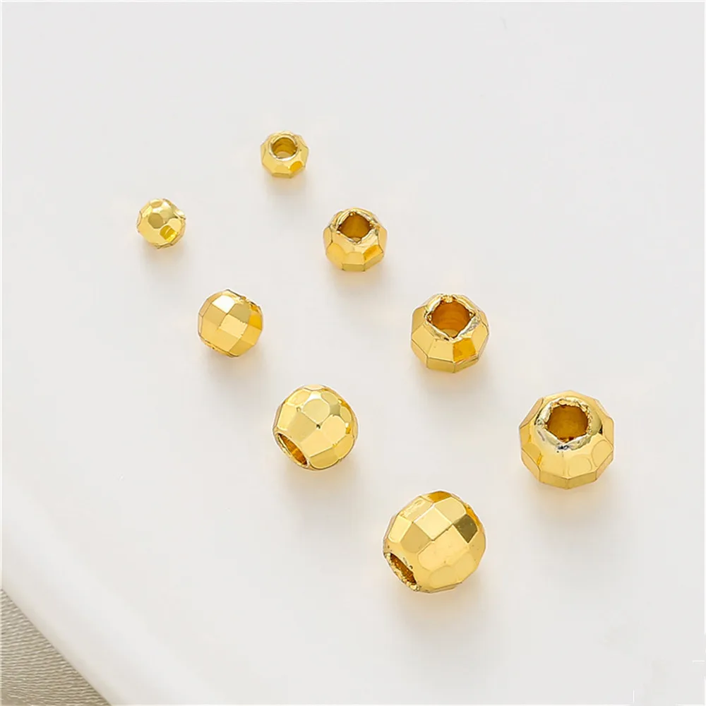 

18K gold covered faceted laser beads spacer beads diy accessories loose beads hand beaded bracelet necklace jewelry material
