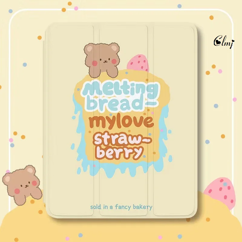 

Clmj Cute Bear Rabbit Cake Food iPad Case Cartoon Animal Apple Tablet Case For iPad 6th 7th 8th 9th Air 3 4 5 Mini 5 6 Pro 3 4 5