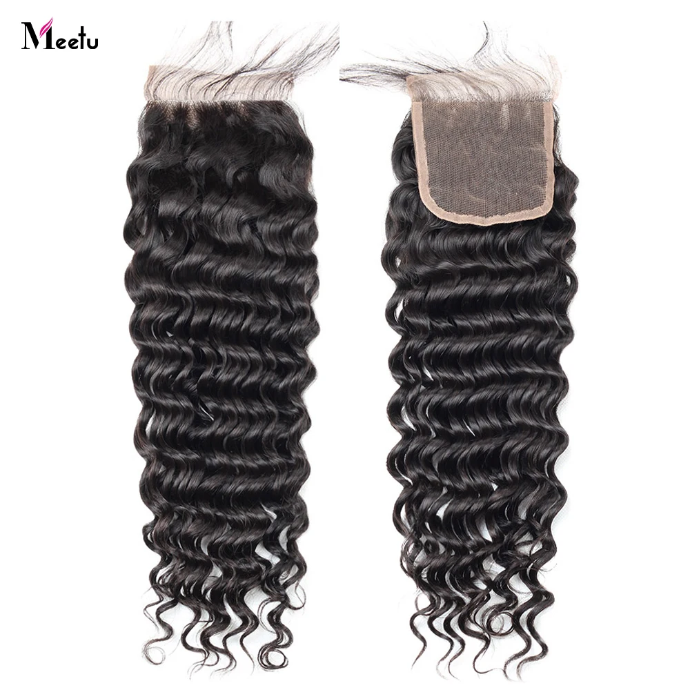 

Meetu Deep Wave Closure Swiss Lace Closure Human Hair Brazilian 4x4 Lace Closure 8-20 Inch Remy Hair Pre Plucked Closure