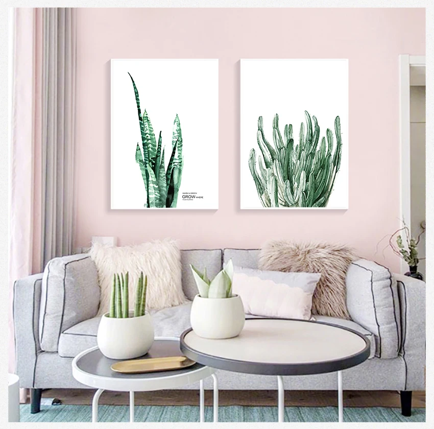 

Картины с изображением зеленых листьев, современные настенные картины, декор для гостиной, домашний декор, искусство тропической стены