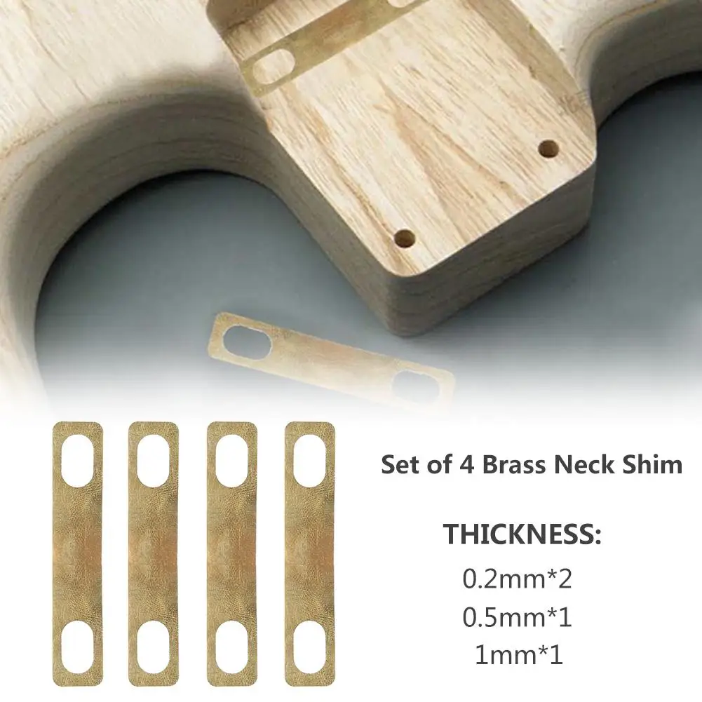

4PCS Connection Guitar Neck Shim Durable Heightening Gasket Musical Bass Instrument Accessories Tool Brass Compact Easy Install