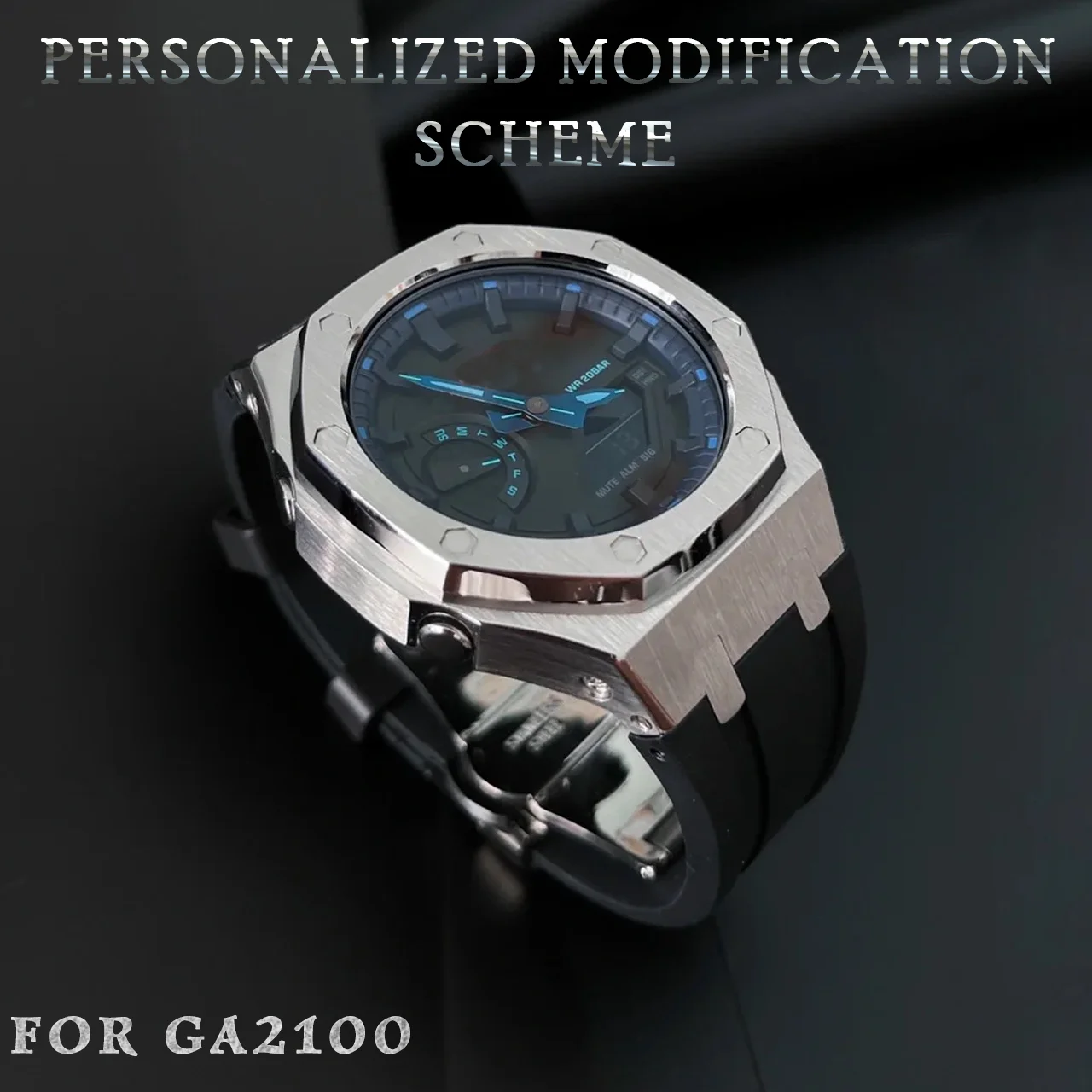 

Stainless Steel Precious Metal for Ga2100 Casioak Metal Bezel for 3gen Generation Casio Metal Case Rubber Replacement Strap KIT