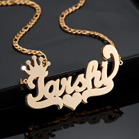 new personalized double name nameplate necklace with crown customized gold plated name necklace for women girls jewelry gifts